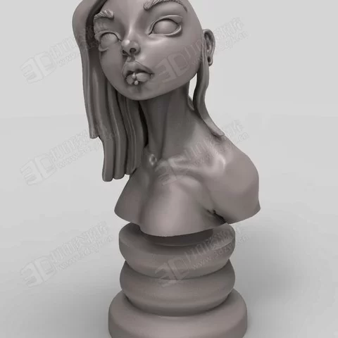 半身女性頭像雕塑  (2) 3d打印模型.webp