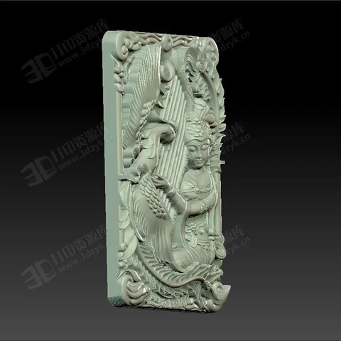 觀音和鳳凰 高精度浮雕模型 stl  3d打印模型 (4).webp