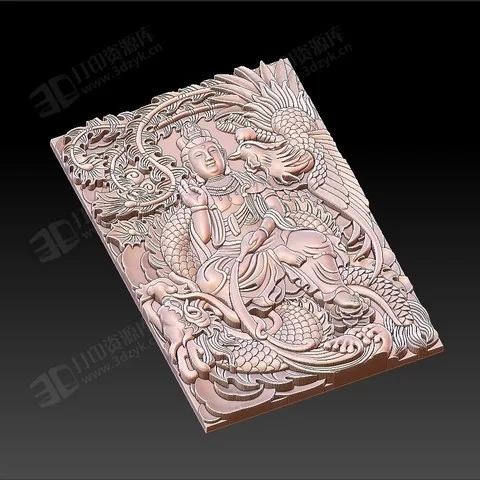 觀音和龍鳳高精度浮雕模型 stl  3d打印模型 (4).webp