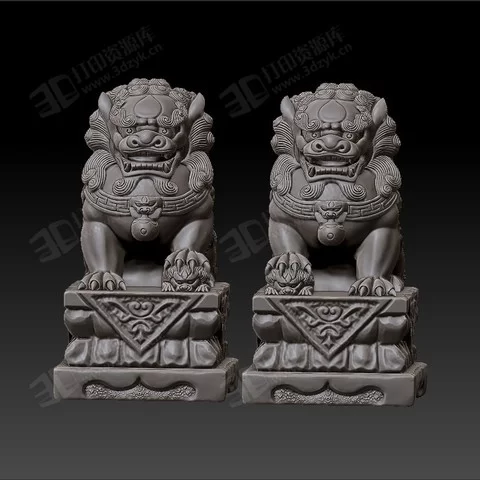 守門的石獅子 銅獅子 高精度 動(dòng)物模型 3d打印模型 (1).webp