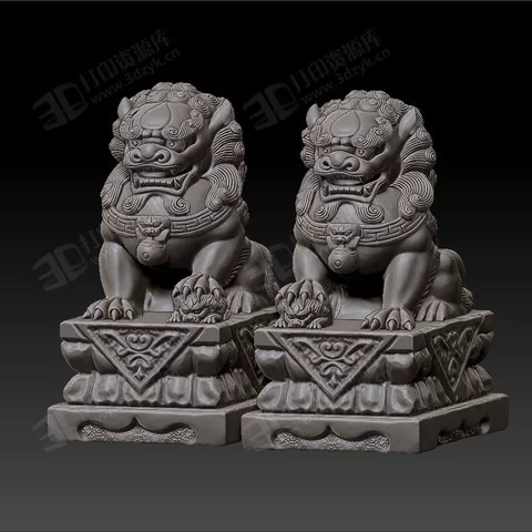 守門的石獅子 銅獅子 高精度 動(dòng)物模型 3d打印模型 (2).webp