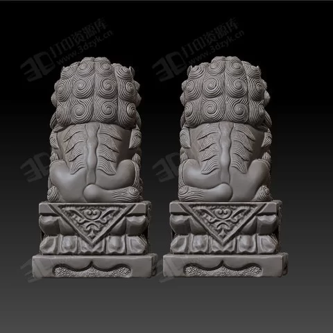 守門的石獅子 銅獅子 高精度 動(dòng)物模型 3d打印模型 (3).webp