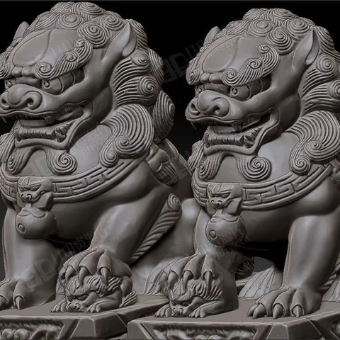 守門的石獅子 銅獅子 高精度 動(dòng)物模型 3d打印模型 (4).webp