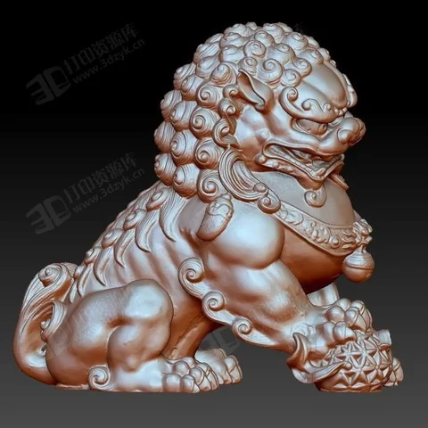 守門的石獅子雕塑 動物模型stl  3d打印模型 (1).webp