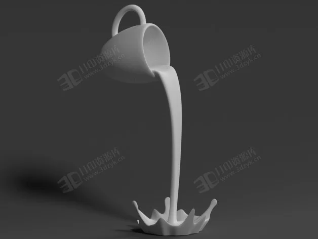 水杯側(cè)翻的瞬間 藝術(shù)模型3d.webp