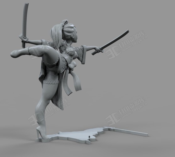 手持刀剑的美女武侠 侠客3d模型 (1).jpg