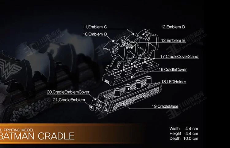 蝙蝠俠創(chuàng)意閃燈卡通 3D打印模型stl立體精圓雕 (6).webp