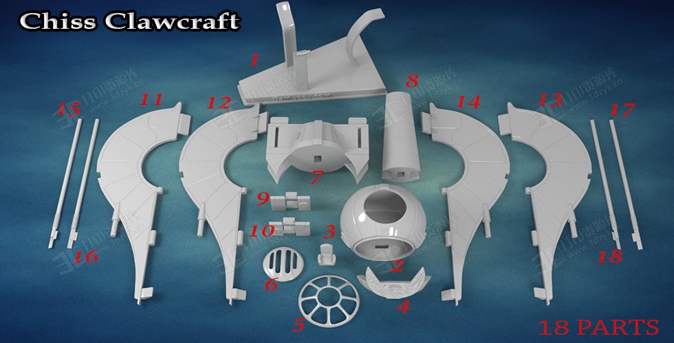 Clawcraft星球大戰(zhàn)爪形戰(zhàn)斗機(jī) 雕刻科幻超精細(xì)3D打印模型素材.jpg