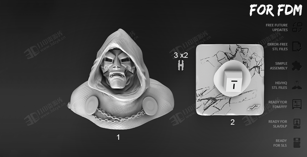 毀滅博士絕世奸角Dr. Doom 3D打印經(jīng)典漫畫人物素材模型stl文件 (7).png