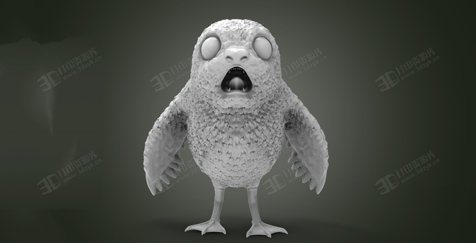 電影星球大戰(zhàn)8生物“Porgs”3d模型素材stl文件 (5).png