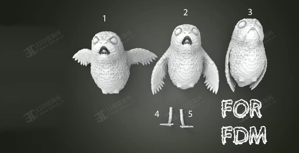 電影星球大戰(zhàn)8生物“Porgs”3d模型素材stl文件 (7).webp