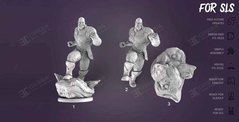 戰(zhàn)斗狀態(tài)下的派滅霸（Thanos）完整游戲手辦3d人物模型素材stl文件 (1).webp