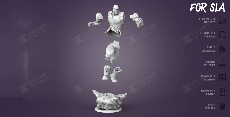 戰(zhàn)斗狀態(tài)下的派滅霸（Thanos）完整游戲手辦3d人物模型素材stl文件 (7).webp