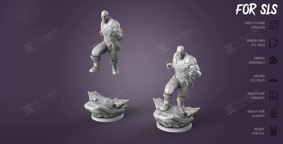 戰(zhàn)斗狀態(tài)下的派滅霸（Thanos）完整游戲手辦3d人物模型素材stl文件 (10).webp