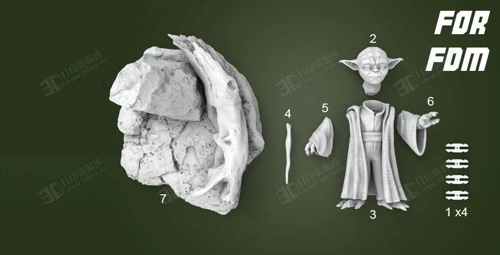 星球大戰(zhàn) 尤達(dá)大師高精度完整人物雕塑3d模型stl素材 (1).webp