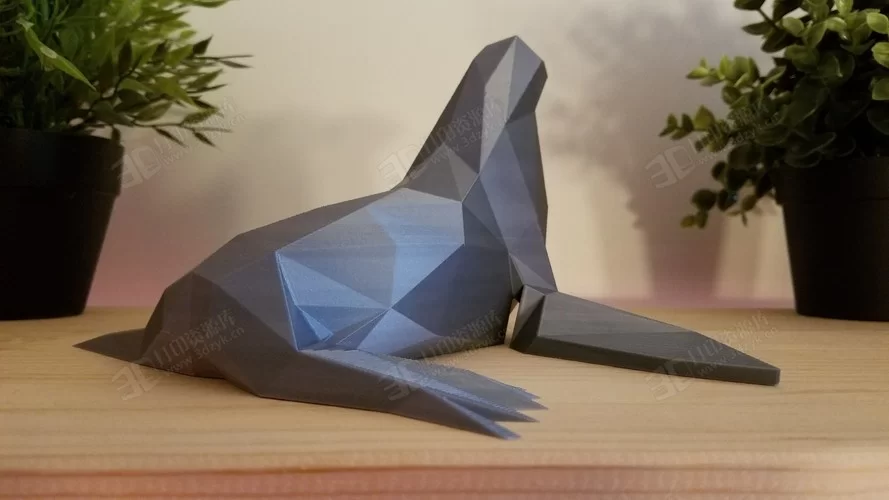 低多邊形 低像素 海象 動物3d模型stl (3).webp