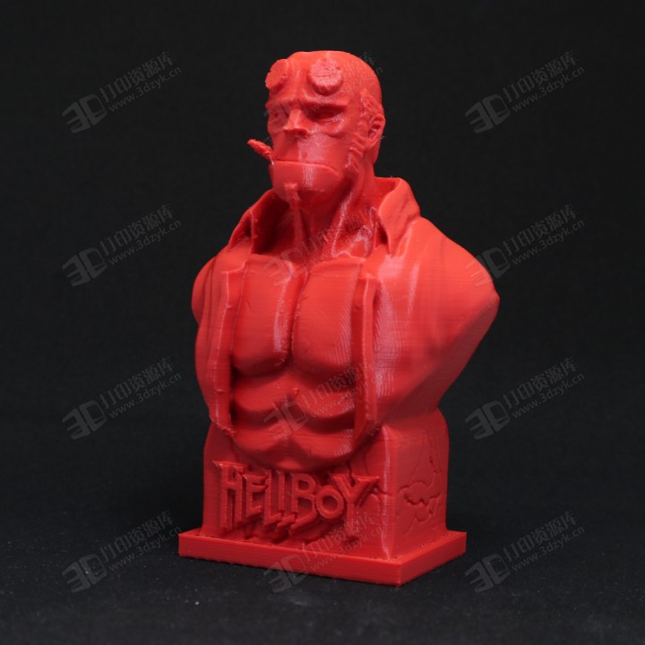 漫威超級英雄地獄男爵（Hellboy）動漫角色半身雕塑3d模型 (1).jpg