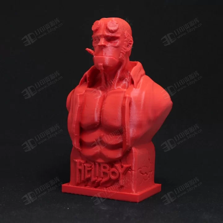 漫威超級英雄地獄男爵（Hellboy）動漫角色半身雕塑3d模型 (1).webp