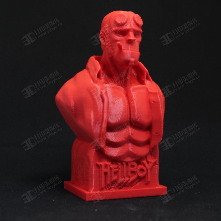 漫威超級英雄地獄男爵（Hellboy）動漫角色半身雕塑3d模型 (2).jpg