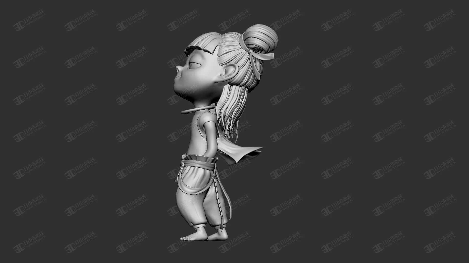 哪吒魔丸插兜3D模型打印ZB低模ZBrush魔童降世OBJ游戲人物素材STL (4).webp