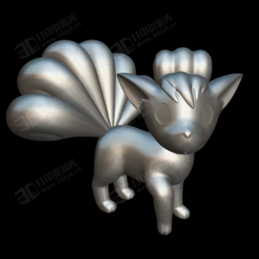 Vulpix六尾 精靈圖鑒口袋妖怪卡通3d模型 (3).webp