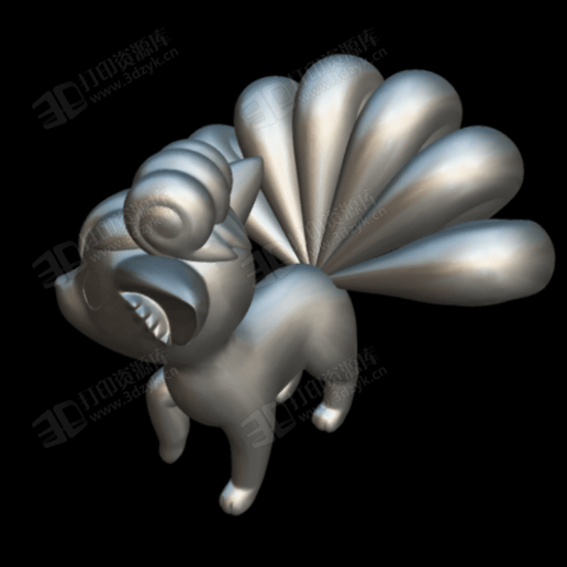 Vulpix六尾 精靈圖鑒口袋妖怪卡通3d模型 (4).png