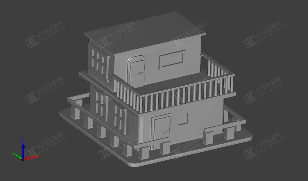 2層帶庭院的民宅 居民樓. 建筑模型3d (1).webp