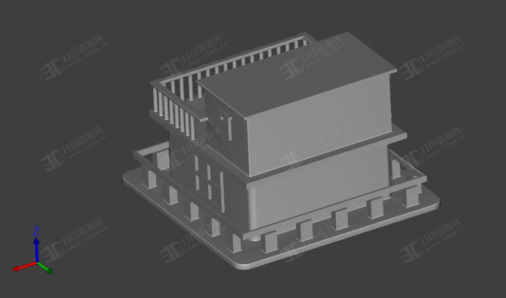 2層帶庭院的民宅 居民樓. 建筑模型3d (2).webp