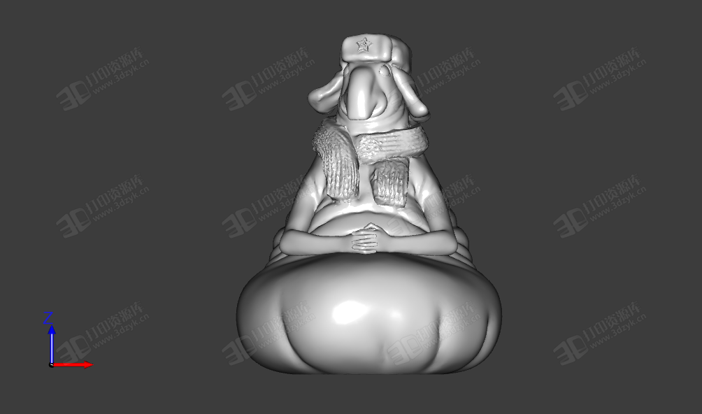 帶著帽子和圍巾的象人創(chuàng)意雕像模型3d (2).png