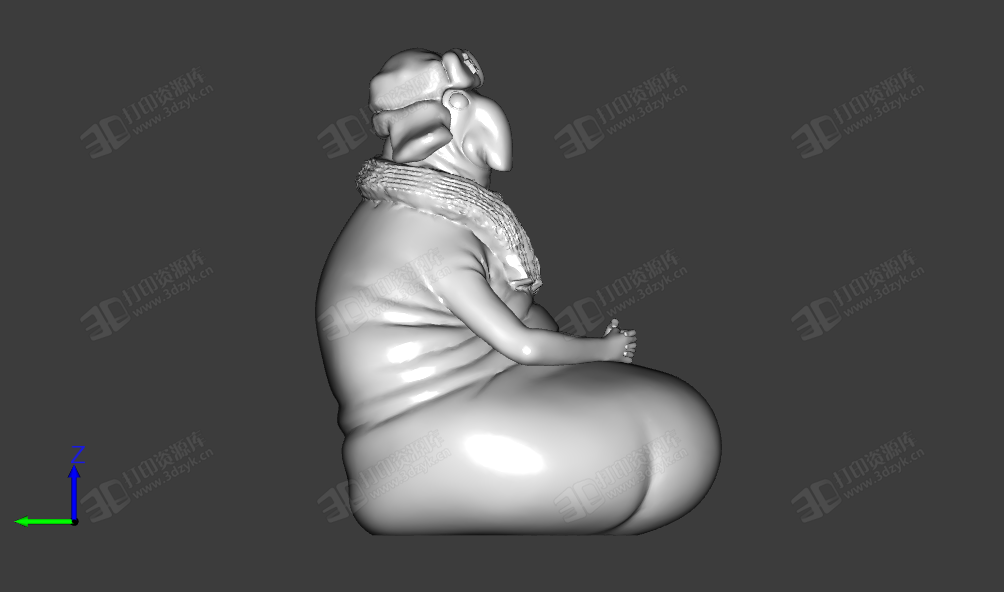 帶著帽子和圍巾的象人創(chuàng)意雕像模型3d (3).png