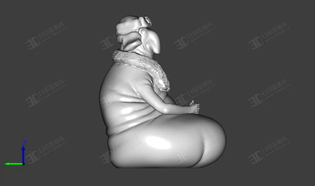 帶著帽子和圍巾的象人創(chuàng)意雕像模型3d (3).webp