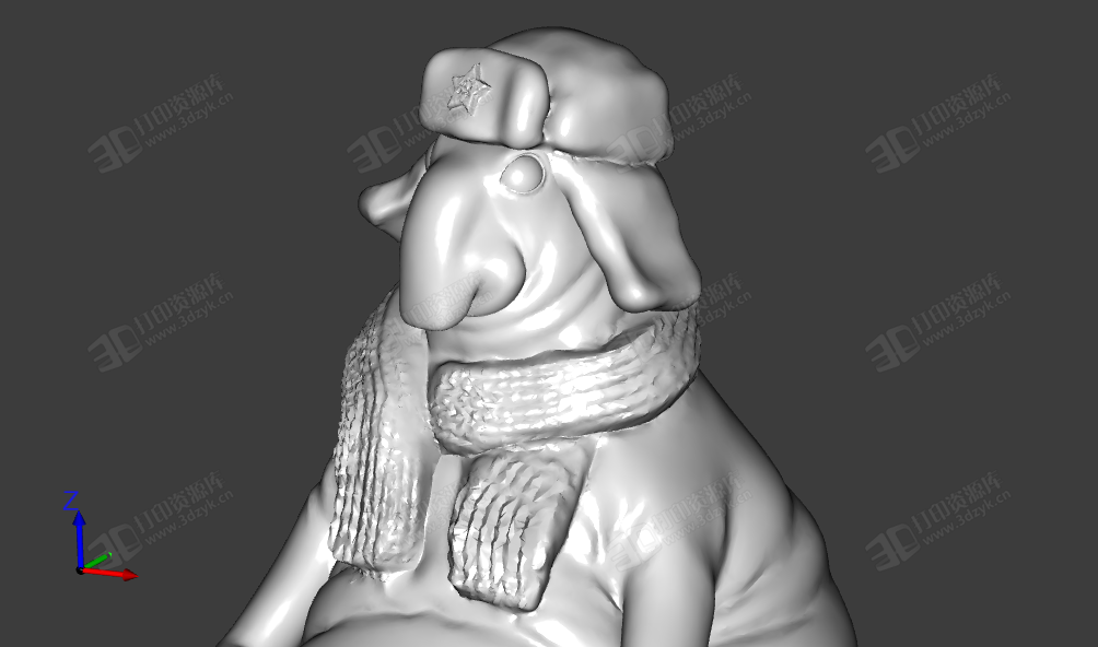 帶著帽子和圍巾的象人創(chuàng)意雕像模型3d (4).png