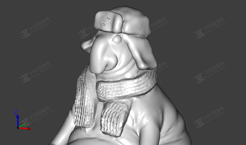 帶著帽子和圍巾的象人創(chuàng)意雕像模型3d (4).webp