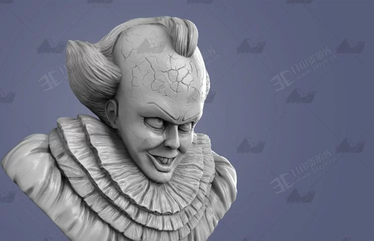 Pennywise小丑回魂半身 3D打印模型stl立體精圓雕 (9).webp