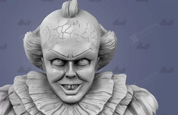 Pennywise小丑回魂半身 3D打印模型stl立體精圓雕 (10).webp