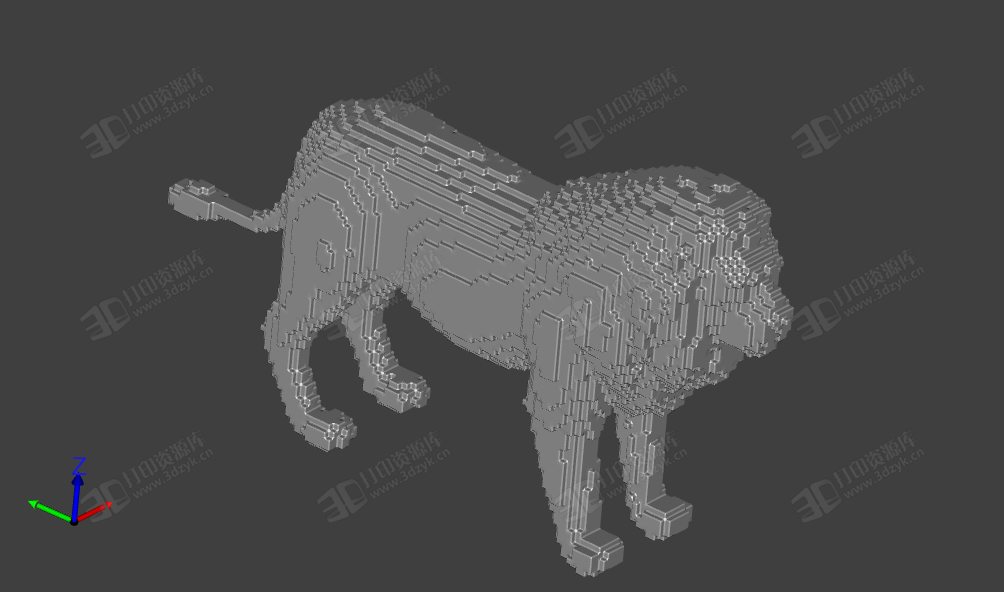 像素獅子 猛獸 動物stl模型 (2).png