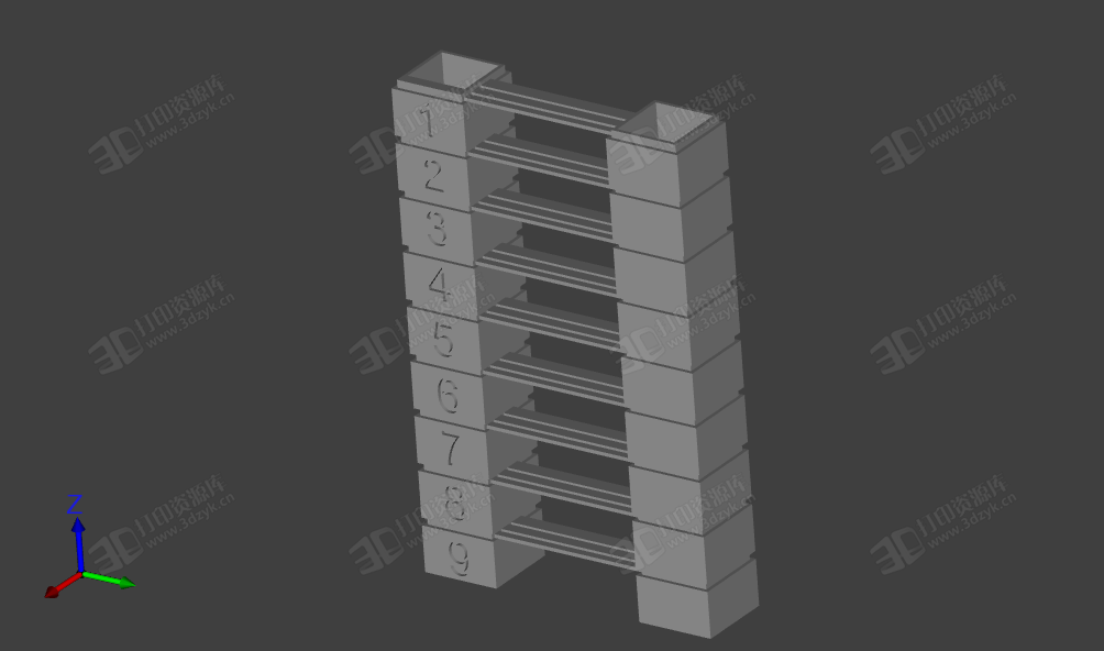 3D打印測試 溫度和橋接測試塔 stl模型 (1).png