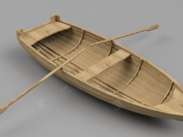 木制小艇 小船 木船 3d打印模型 (2).webp