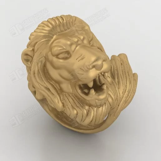 獅子戒指男子戒指國王戒指珠寶紀念章3D打印模型 (1).webp