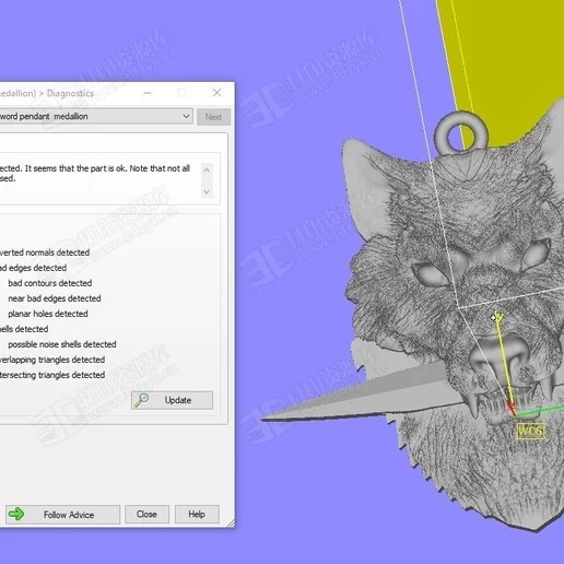 狼刀劍吊墜紀(jì)念章珠寶3D打印模型 (3).webp