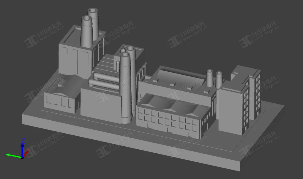 城市郊區(qū)的工廠 建筑模型 3d打印 (2).webp