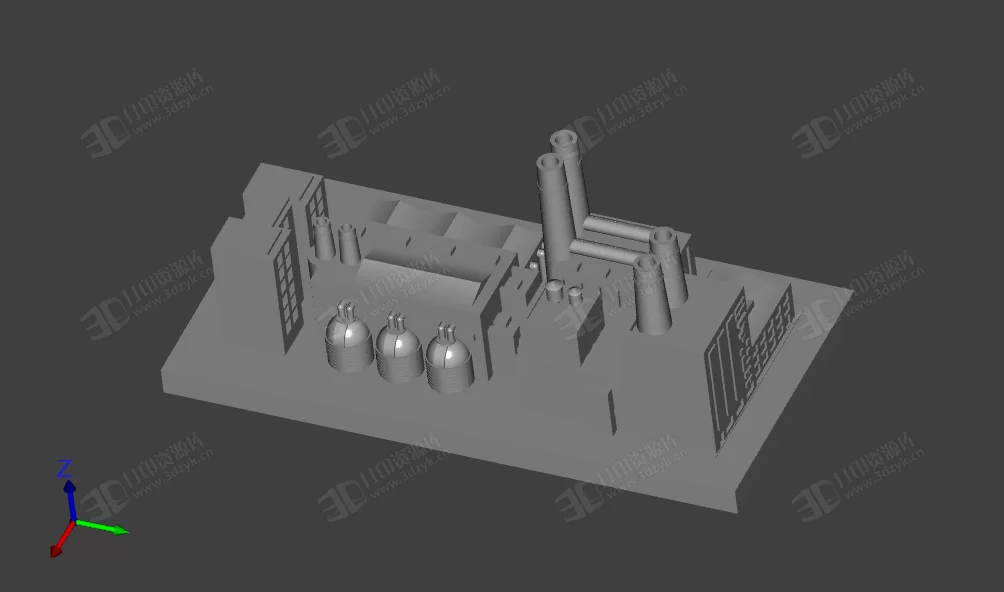 城市郊區(qū)的工廠 建筑模型 3d打印 (1).webp