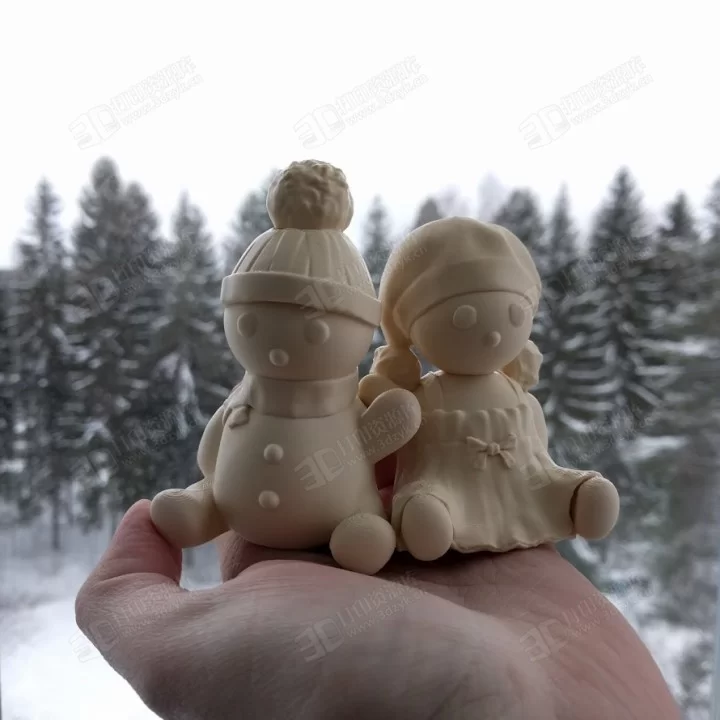 圣誕節(jié)裝飾男女生雪人卡通模型3d打印 (4).webp