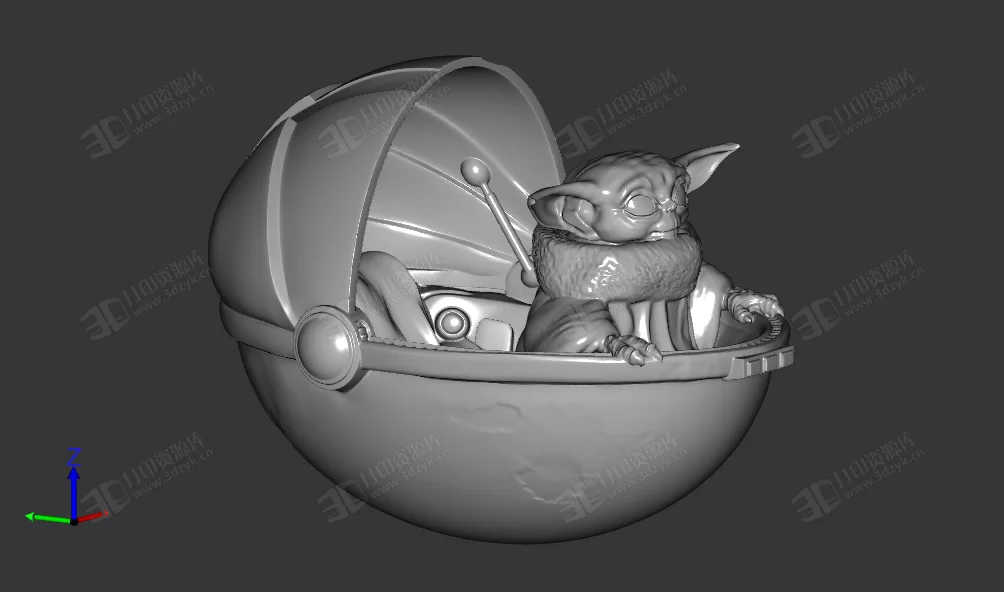 尤達 Yoda 搖籃版 外形飛船 3d打印模型 (3).webp