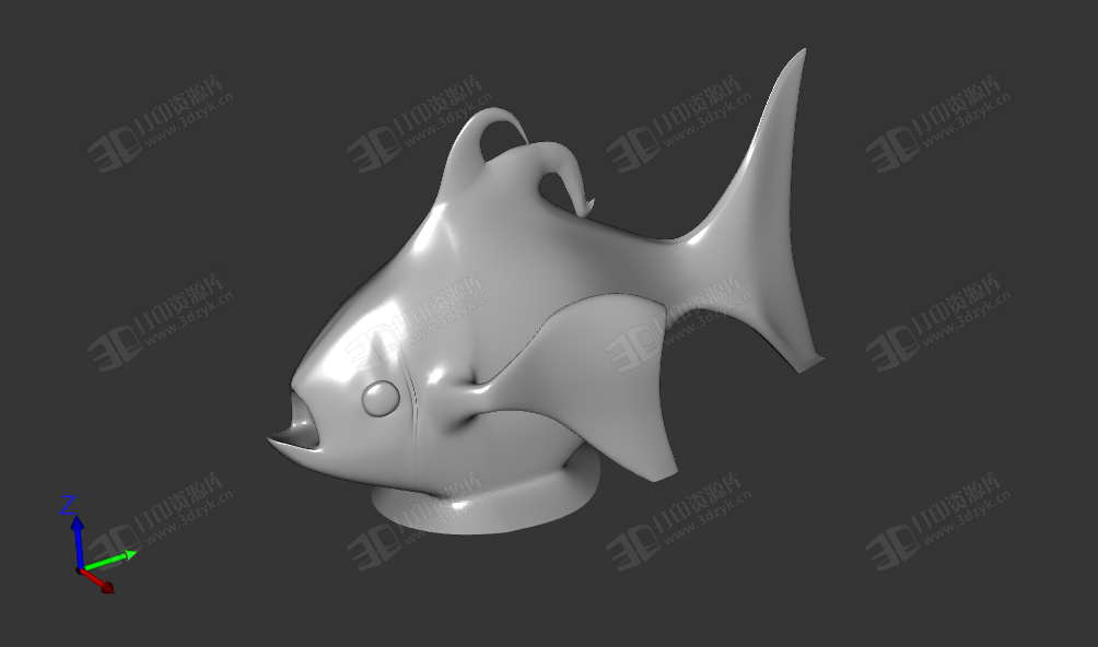 魚 裝飾模型 帶底座3d打印模型 (1).png