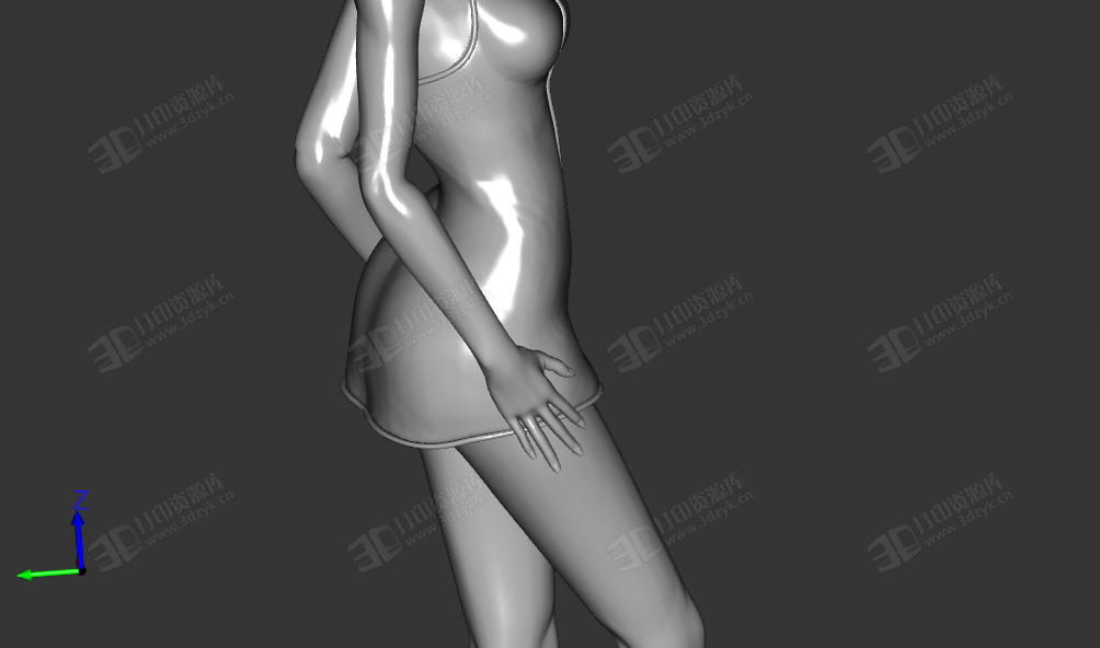 穿短裙的美女模特3d模型3d打印 (4).png