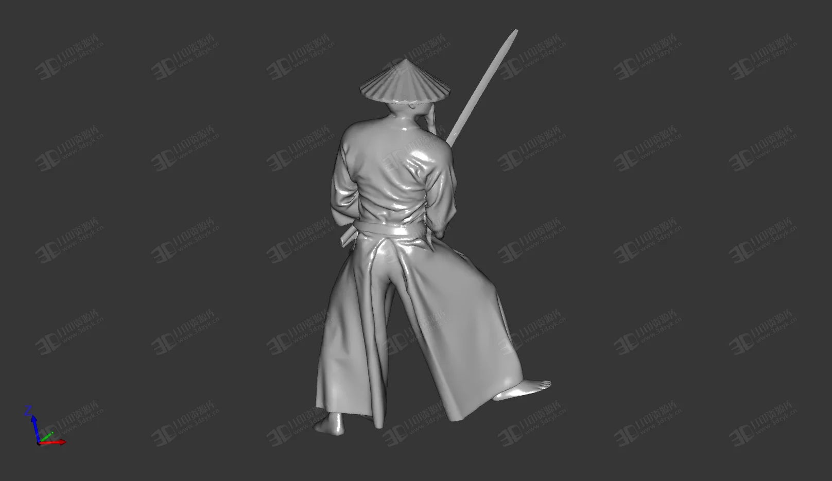 持刀的武士 戰(zhàn)斗狀態(tài) 3d打印模型 (2).webp