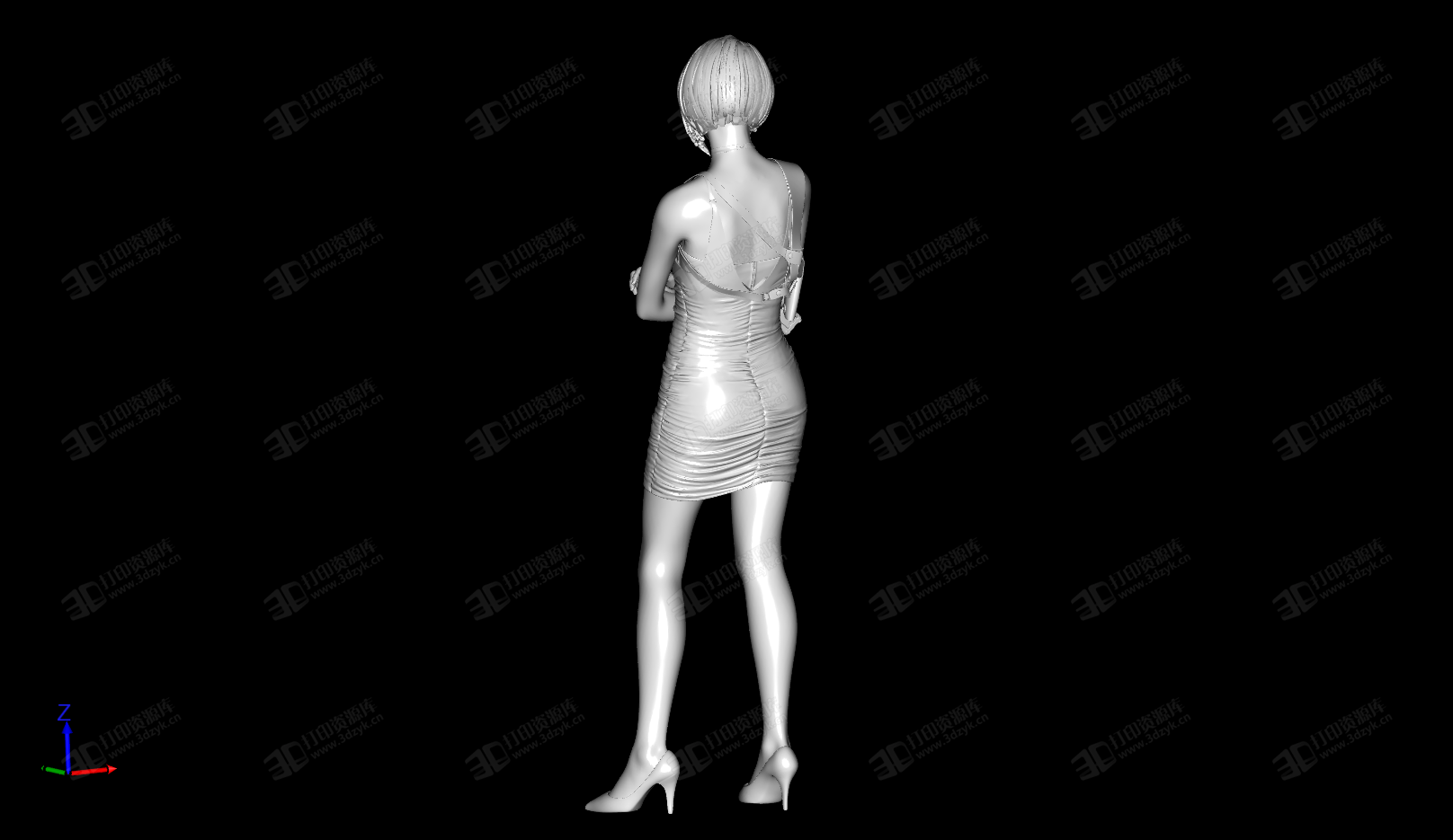 持槍的美女  站姿 3D打印模型 (3).png