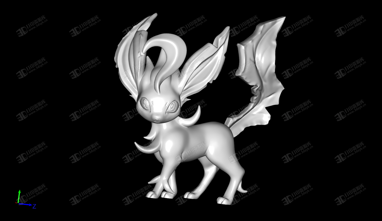 草伊貝 Leafeon 精靈寶可夢 3D打印模型 (2).png