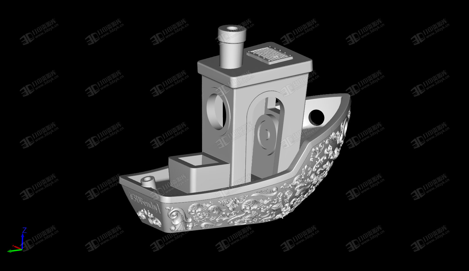 鮮花版 測(cè)試船 Benchy 3D打印模型 (2).png